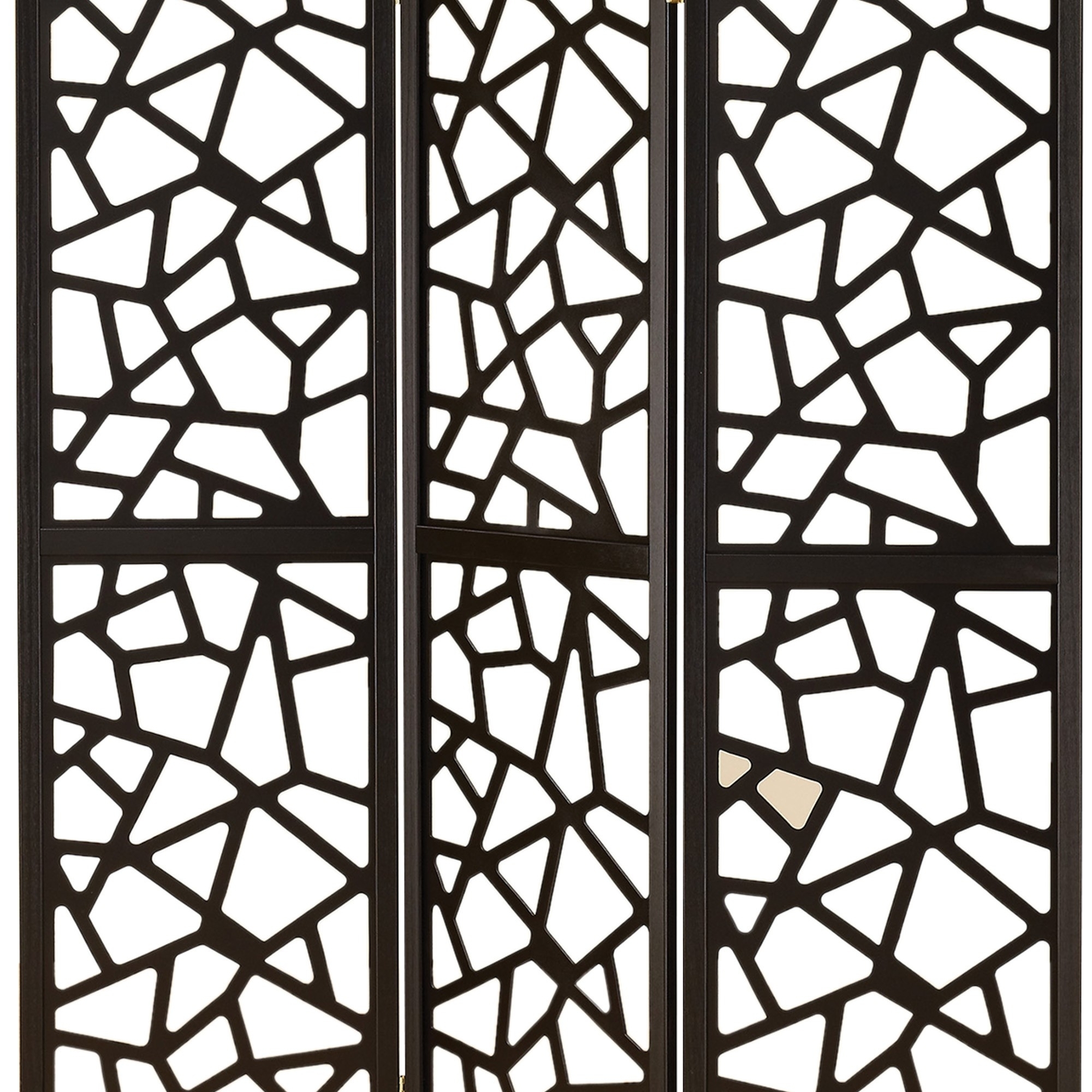 Intricate Mosaic Cutouts Folding Screen, Black- Saltoro Sherpi