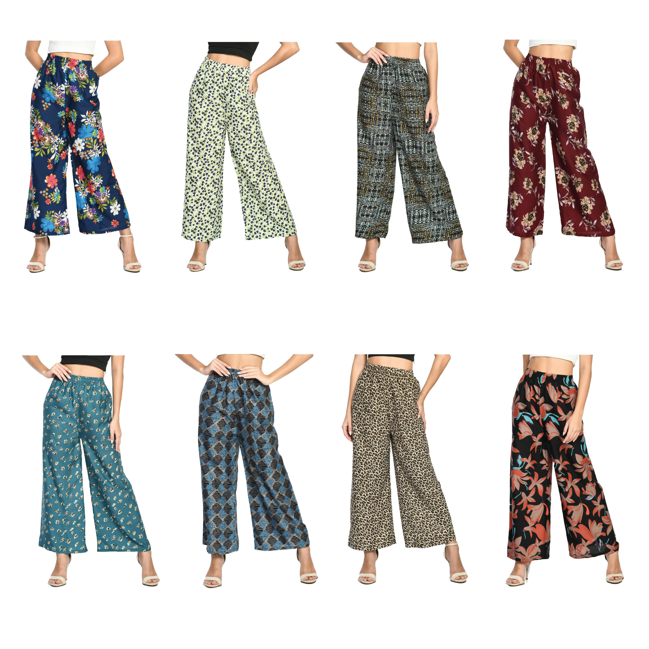4-Pack: Ladies Soft Stylish Chic Cotton Blended Comfort Printed Pants
