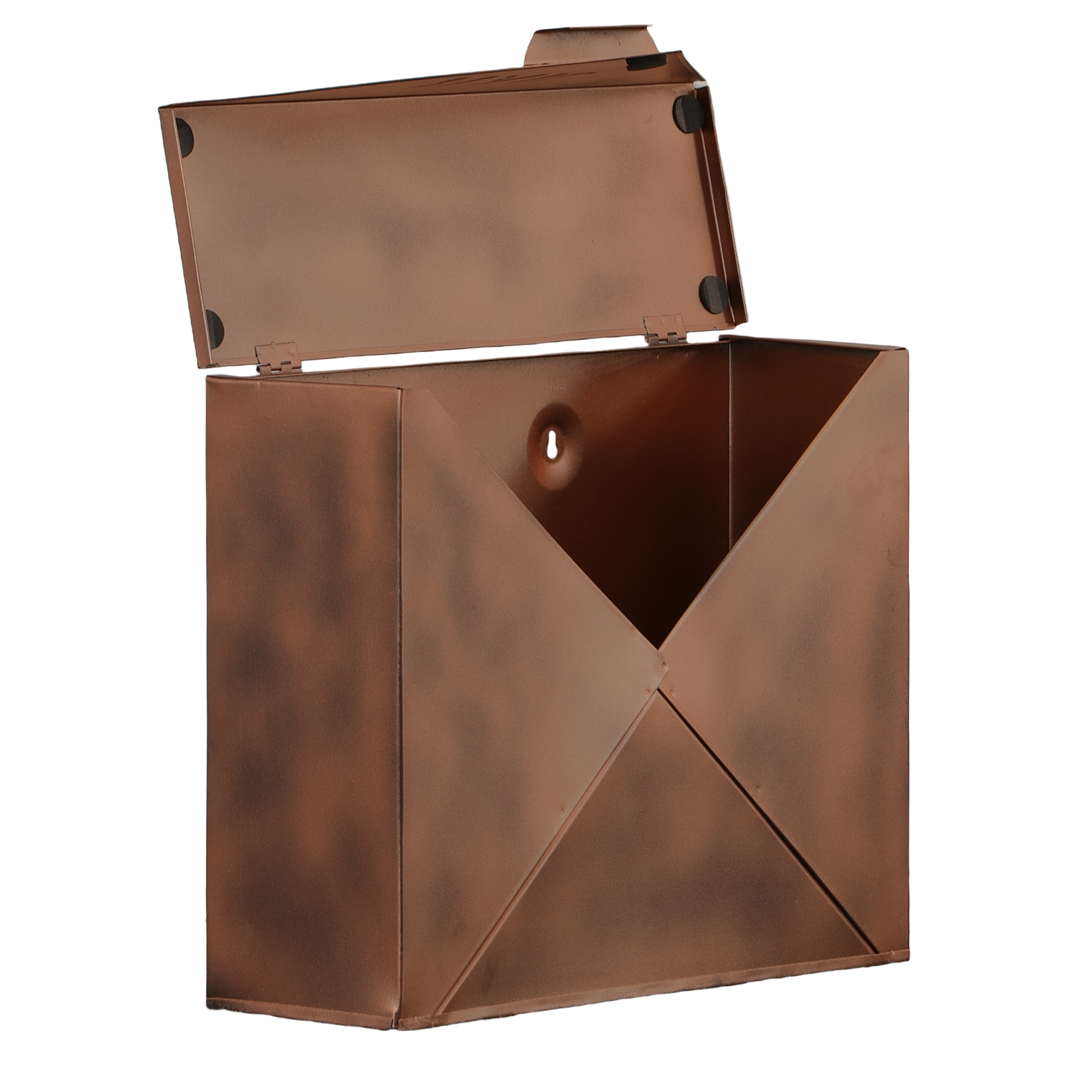 Envelope Shaped Wall Mount Metal Mail Box, Copper- Saltoro Sherpi