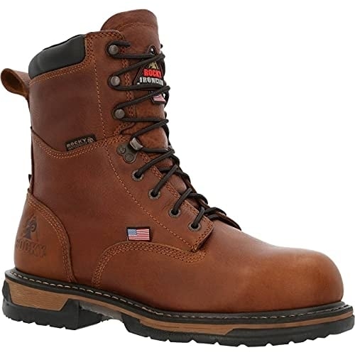 Rocky IronClad USA Made Steel Toe Waterproof Work Boots BROWN - BROWN, 10.5 Wide
