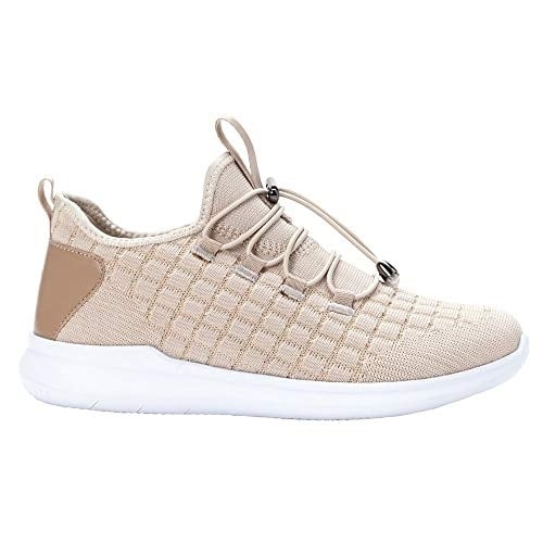 Propet Womens TravelBound Walking Shoes Walking Casual Shoes, Cream Metallic - Cream Metallic, 10-X
