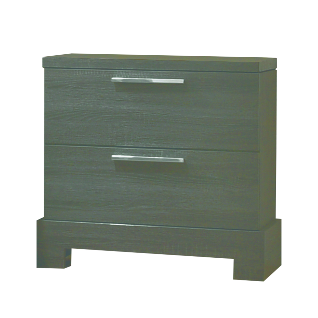 2 Drawer Wooden Nightstand With Bar Pulls And Panel Support, Gray- Saltoro Sherpi