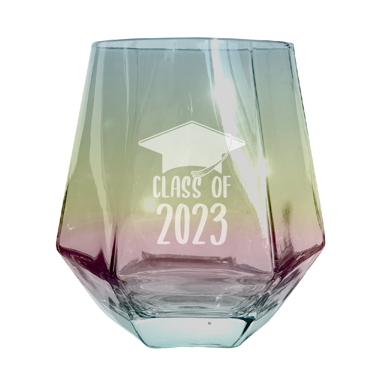 Class Of 2023 Graduation Senior 10 Oz Etched Diamond Cut Stemless Wine Glass