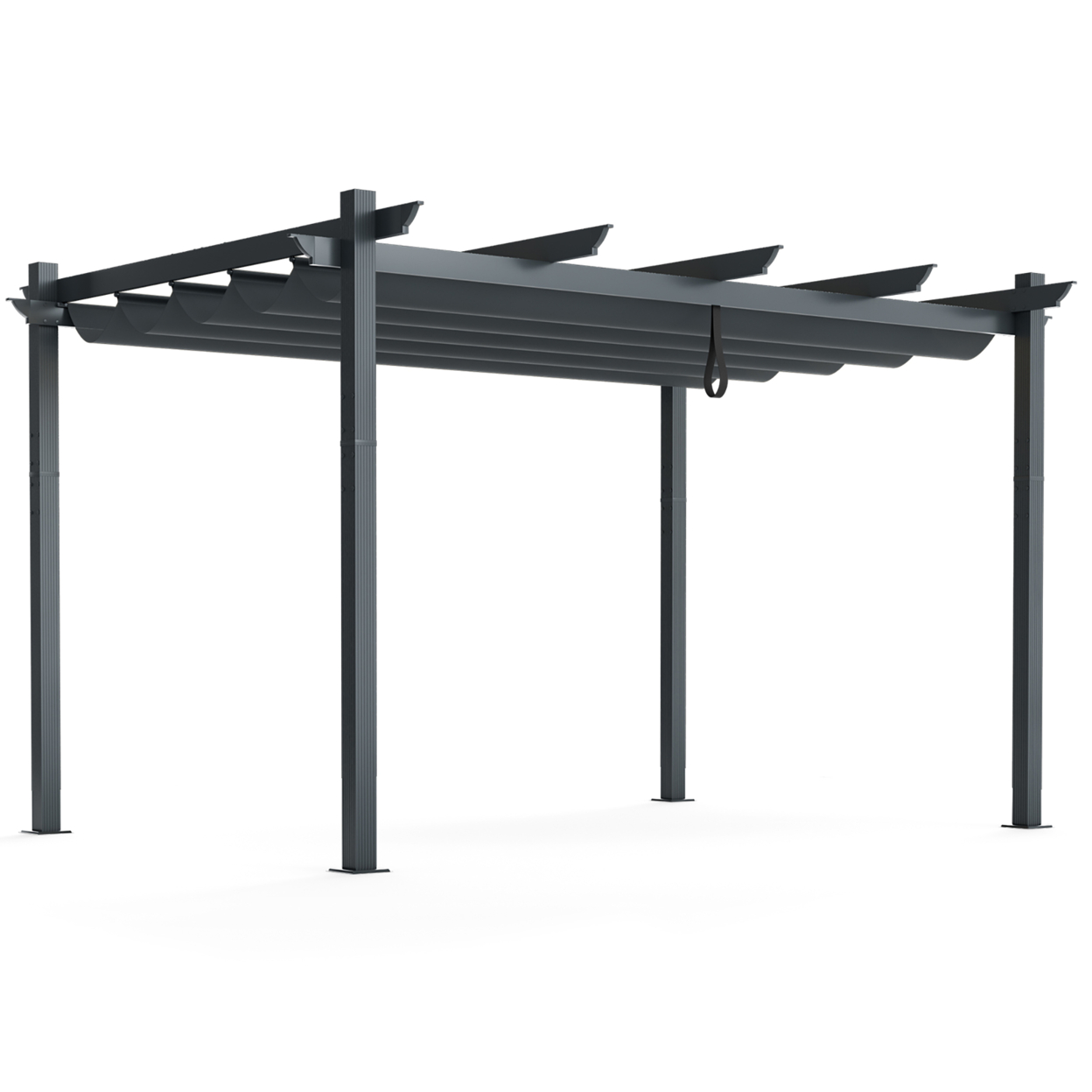 10 X 13ft Outdoor Aluminum Retractable Pergola Canopy Shelter Grape Trellis - Gray