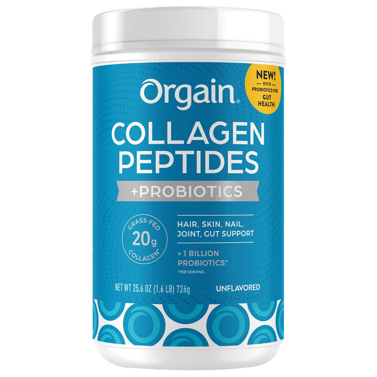 Orgain Collagen Peptides + Probiotics, Unflavored, 1.6 Pounds