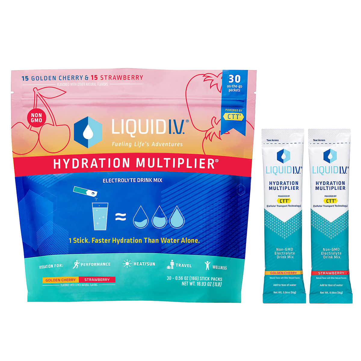Liquid I.V. Hydration Multiplier Electrolyte Drink Mix, Variety, 0.56 Oz, 30 Ct