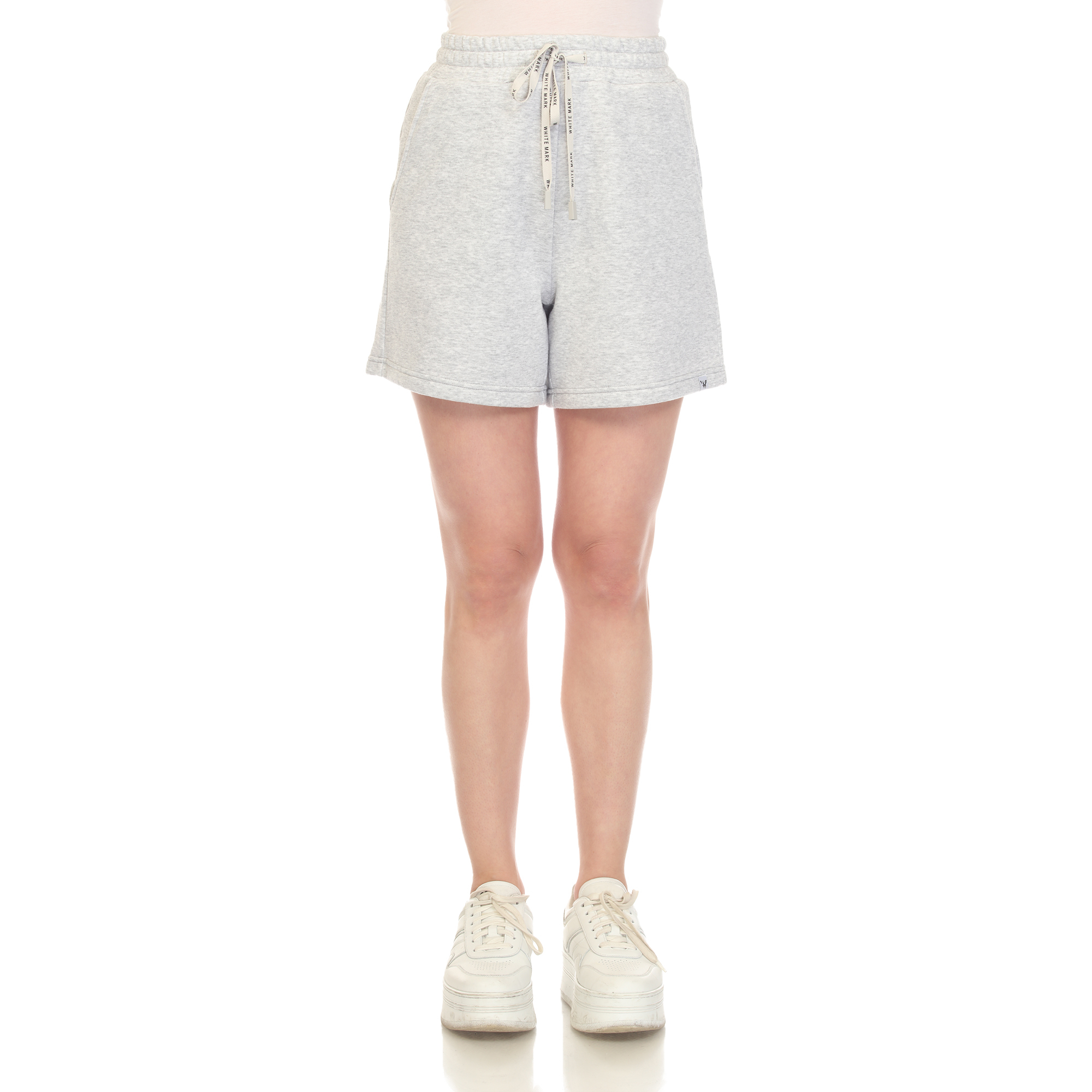 White Mark Women's Super Soft Drawstring Waistband Sweat Shorts - Heather Grey, Medium