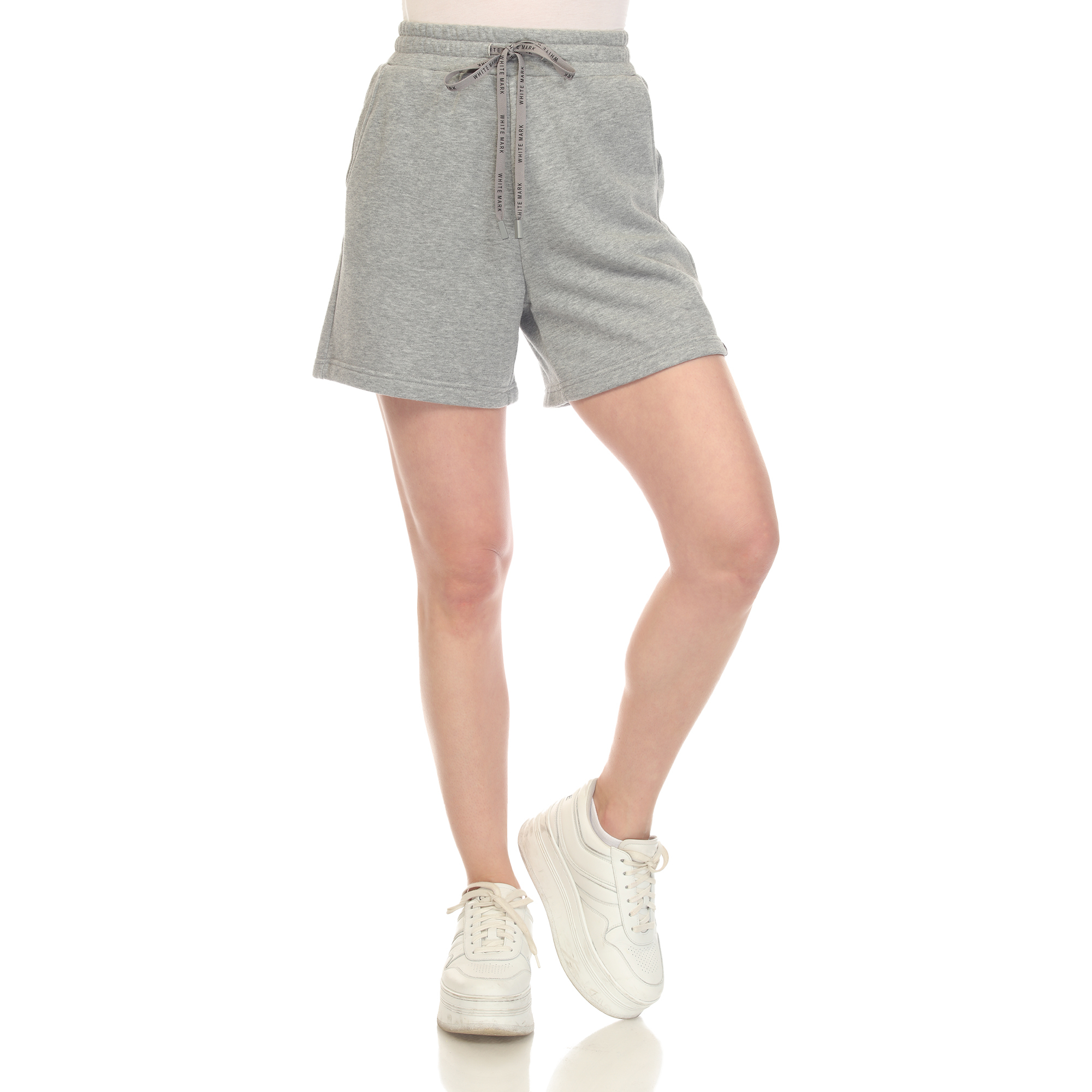 White Mark Women's Super Soft Drawstring Waistband Sweat Shorts - Charcoal, Large