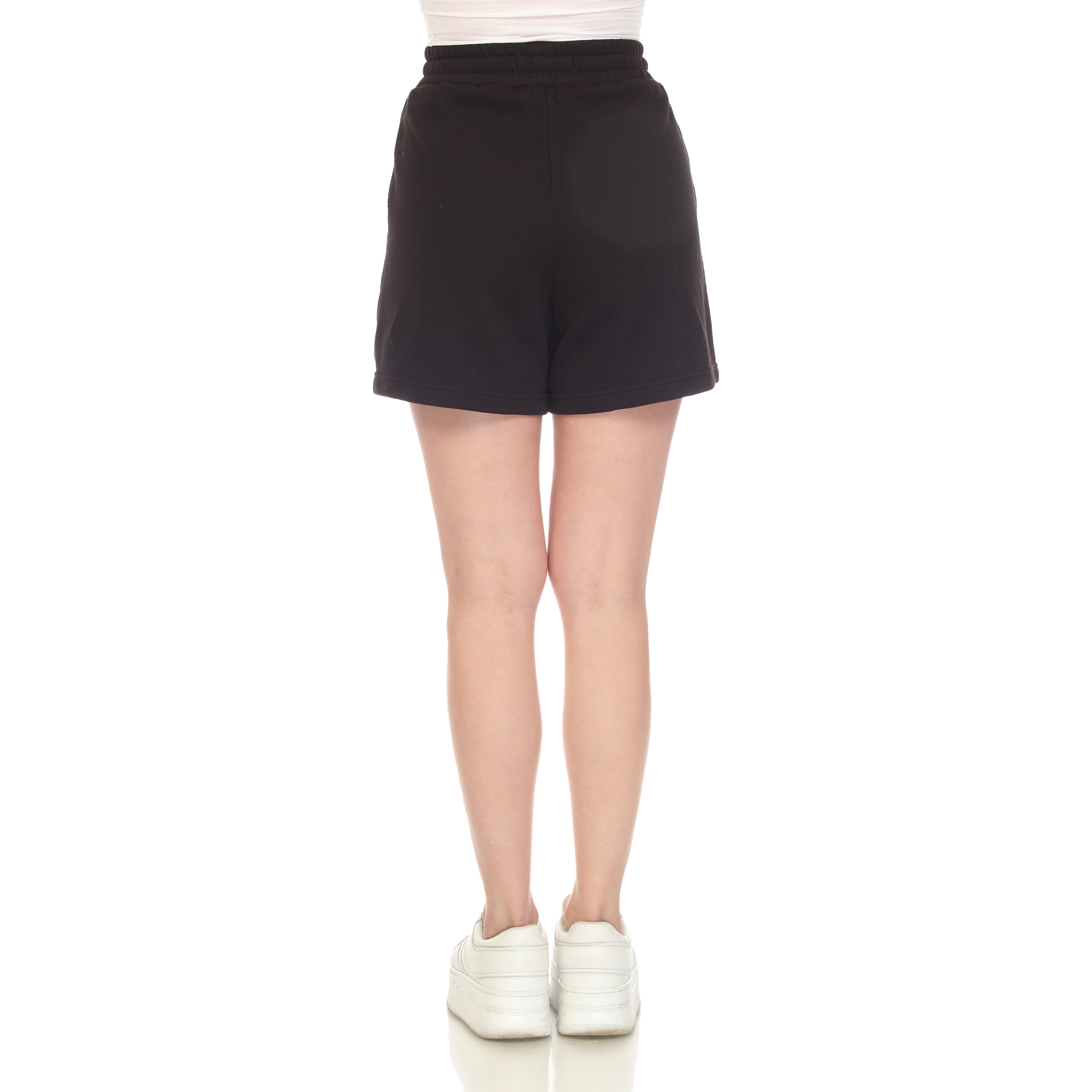 White Mark Women's Super Soft Drawstring Waistband Sweat Shorts - Navy, X-Large