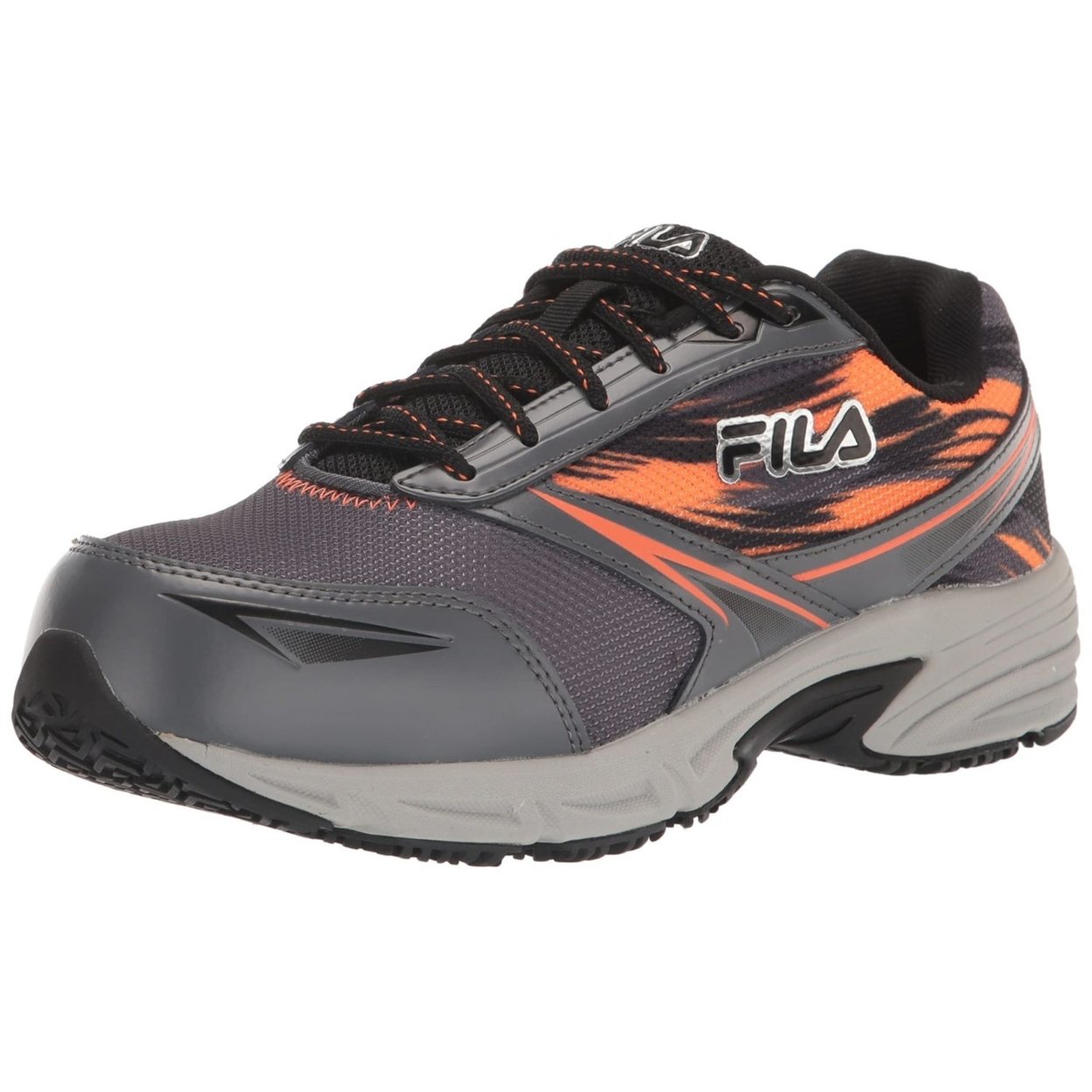 Fila Menâs Memory Meiera 2 Slip Resistant And Composite Toe Work Shoe CSRK/BLK/VORN - Castlerock/Black/Vibrant Orange, 13