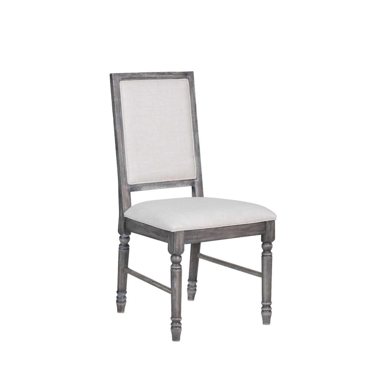 Linen Dining Side Chair With Turned Legs, Set Of 2, Gray- Saltoro Sherpi