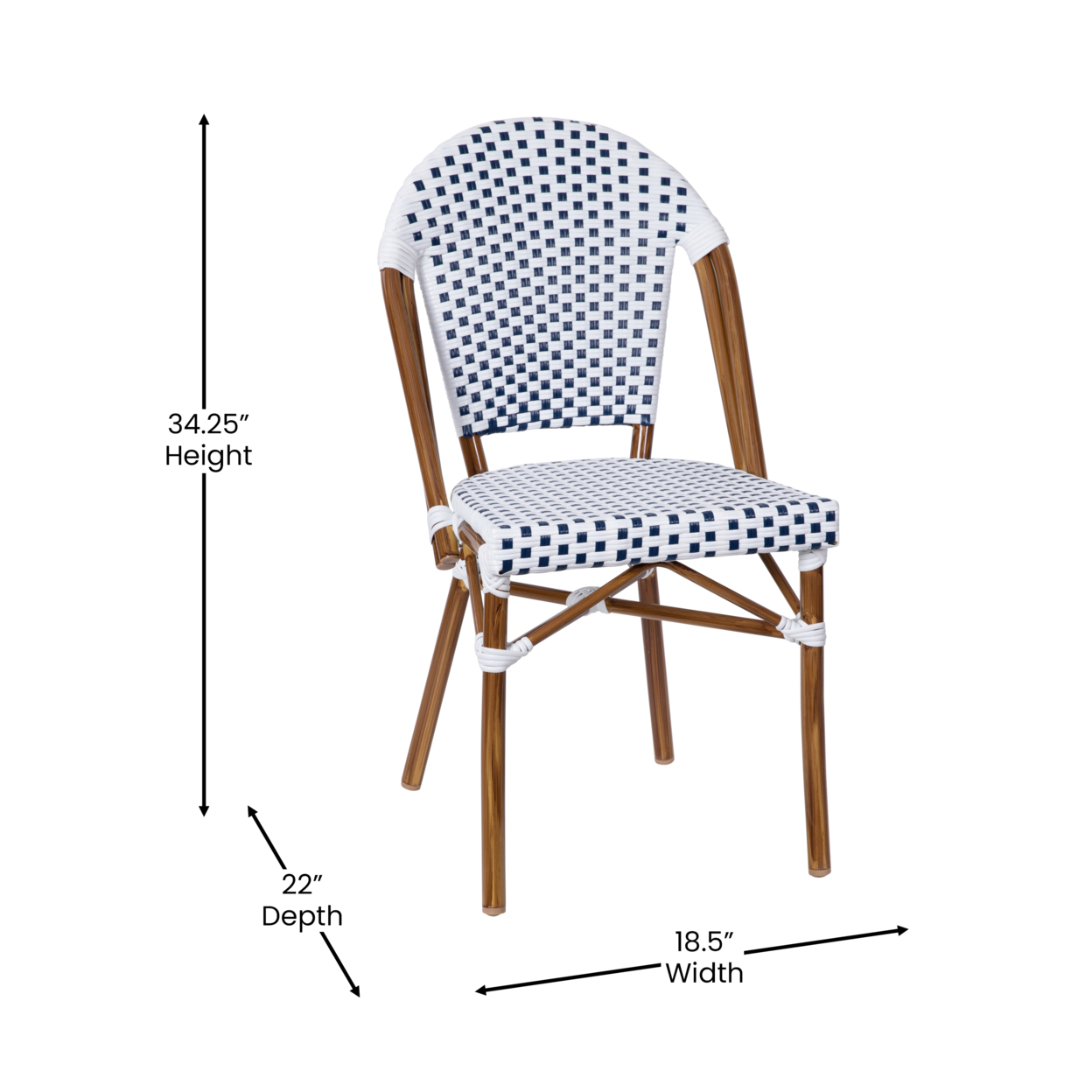 White Navy French Cafe Chair