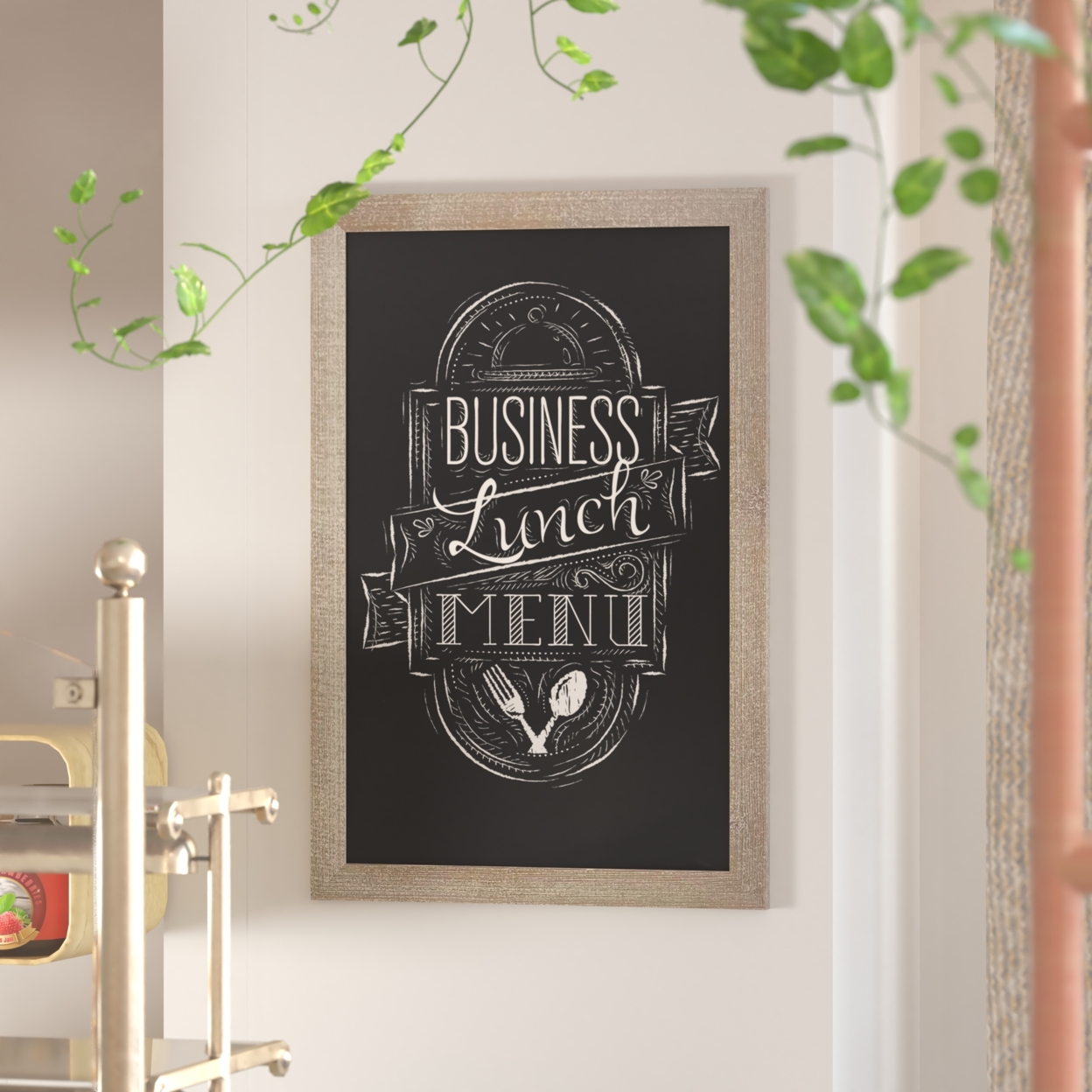 Wall Hanging Chalkboard, Weathered Wood Frame, Rough Hewn Texture