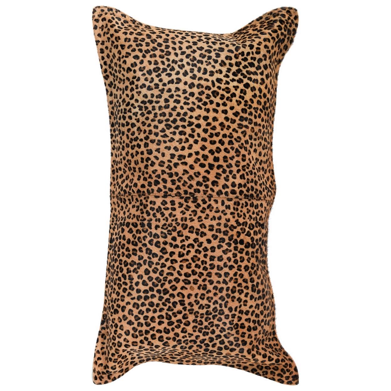 14 X 26 Lumbar Leather Accent Throw Pillow, Leopard Print, Brown And Black- Saltoro Sherpi
