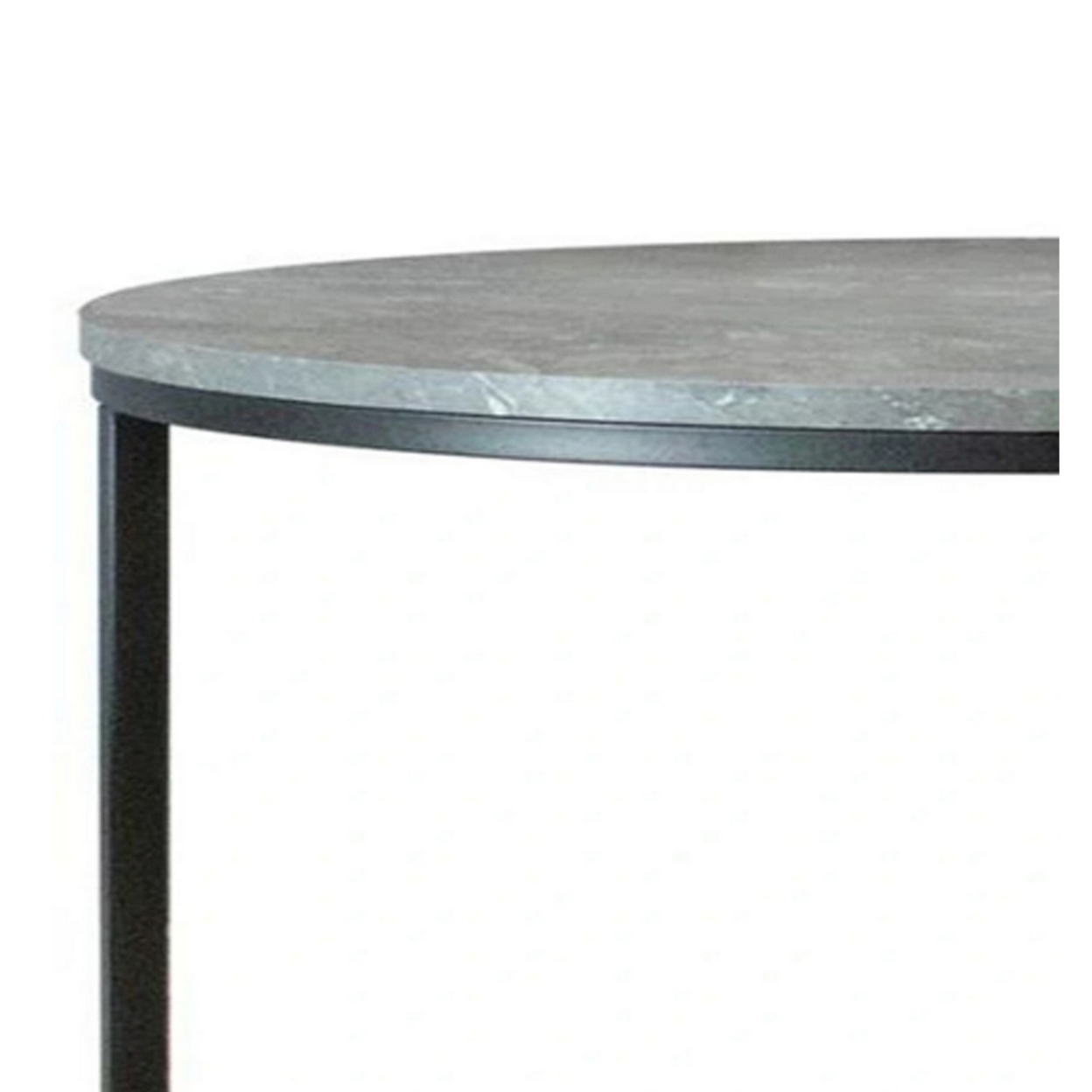 35 Inch 2 Piece Nesting Coffee Table Set, Round Gray Faux Marble Tabletop