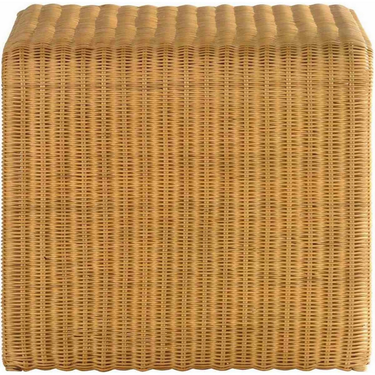 22 Inch Side End Table, Woven Rattan Frame, Waterfall Edges, Square Surface- Saltoro Sherpi
