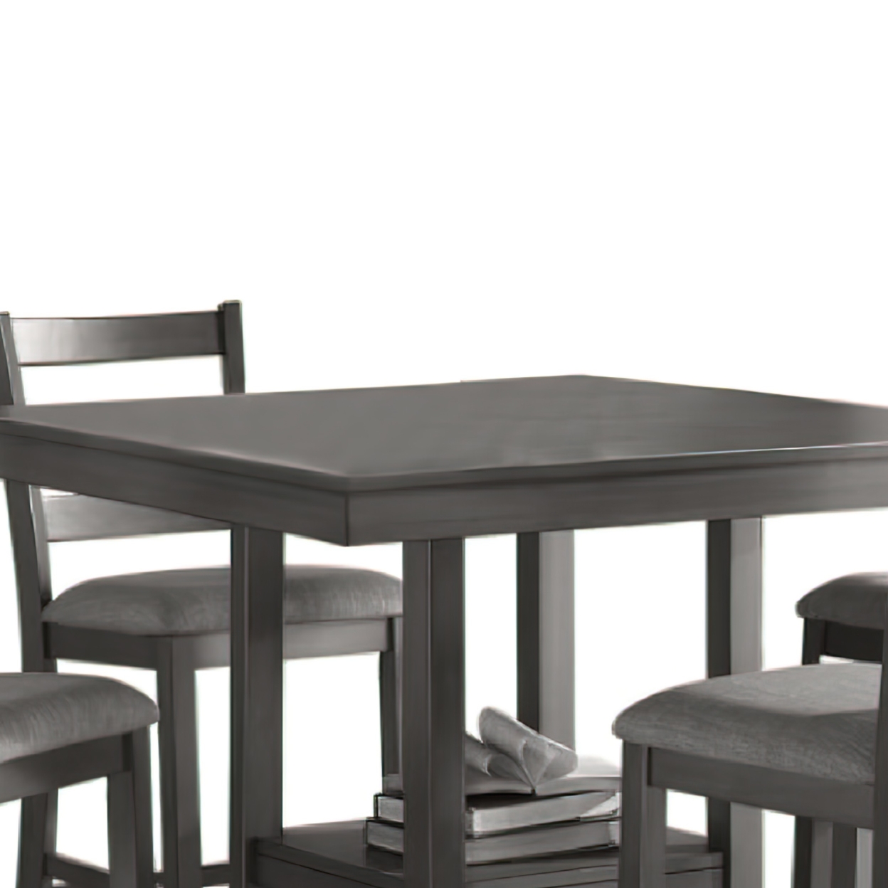 5 Piece Counter Height Dining Set, Table And 4 Chairs, Padded Seats, Gray- Saltoro Sherpi