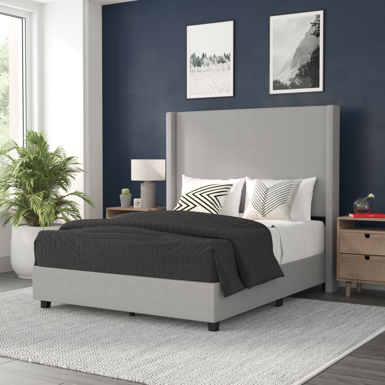 Gray Full Size Platform Bed