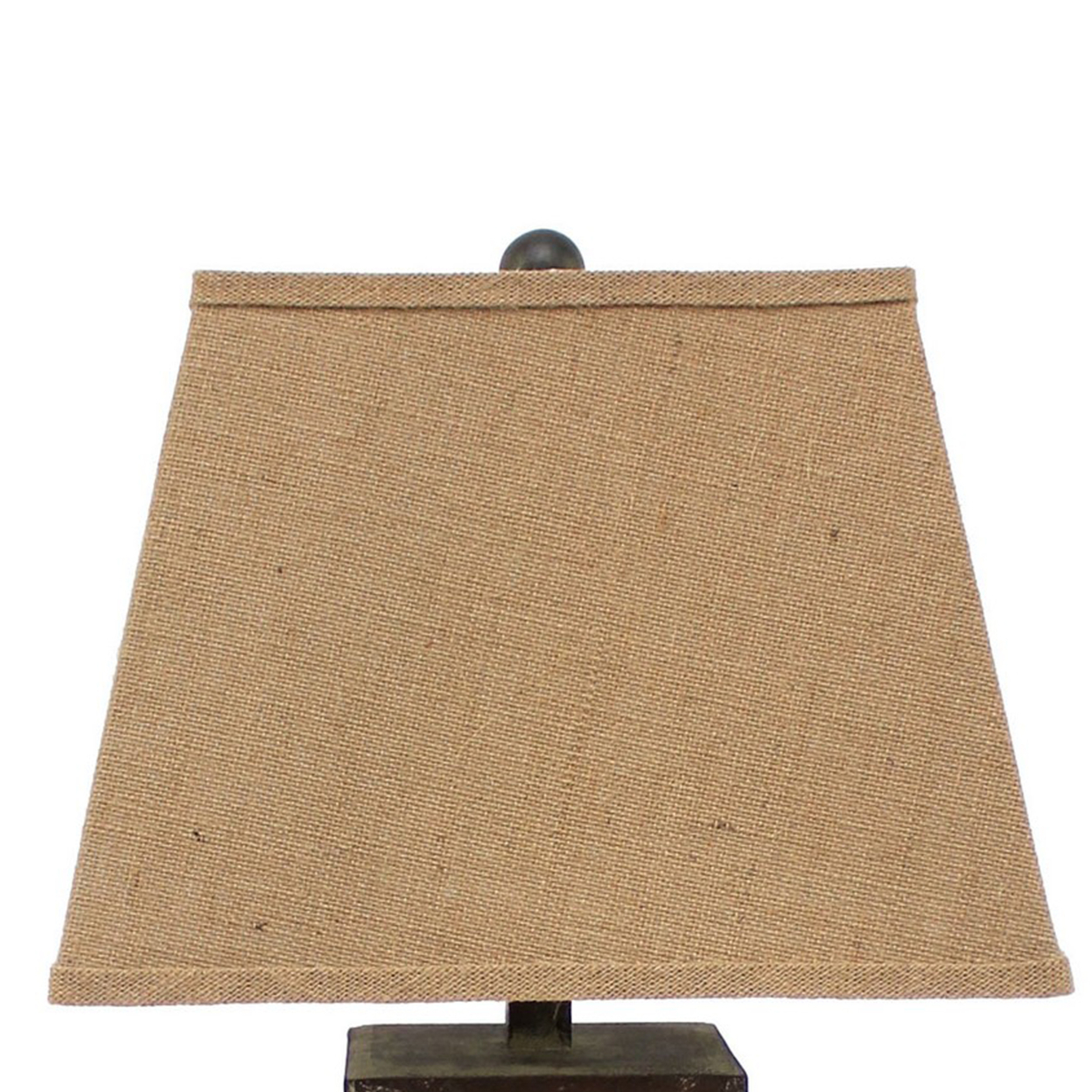 29 Inch Industrial Table Lamp, Linen Shade, Honeycombed Metal Base, Khaki- Saltoro Sherpi
