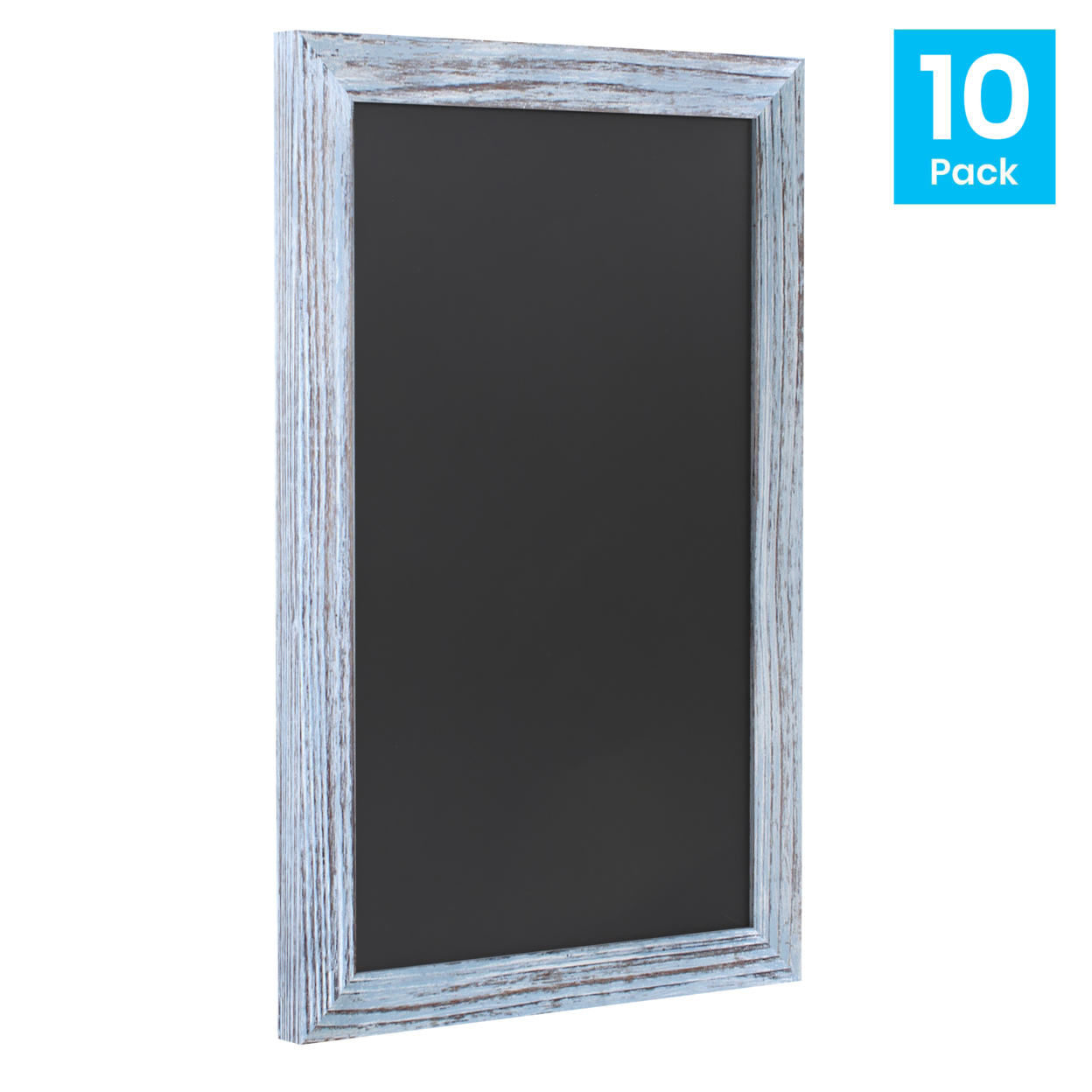 Classic Wall Mount Magnetic Chalkboard With Eraser, Rustic Blue Wood Frame