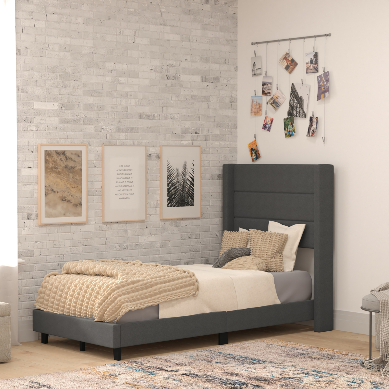 Charcoal Twin Platform Bed