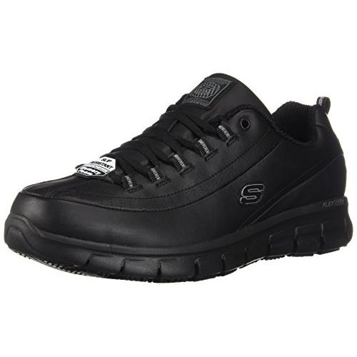 Skechers Women's Sure Track Trickel Slip Resistant Work Shoes BLACK - BLACK, 5-M