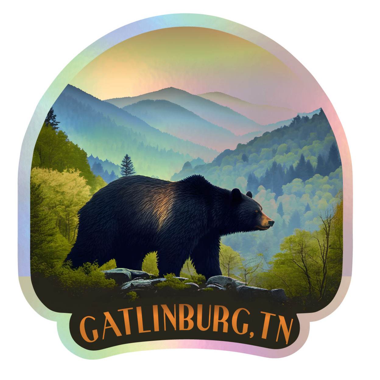 Gatlinburg Tennessee Holographic Souvenir Vinyl Decal Sticker Design A - 8 Inch