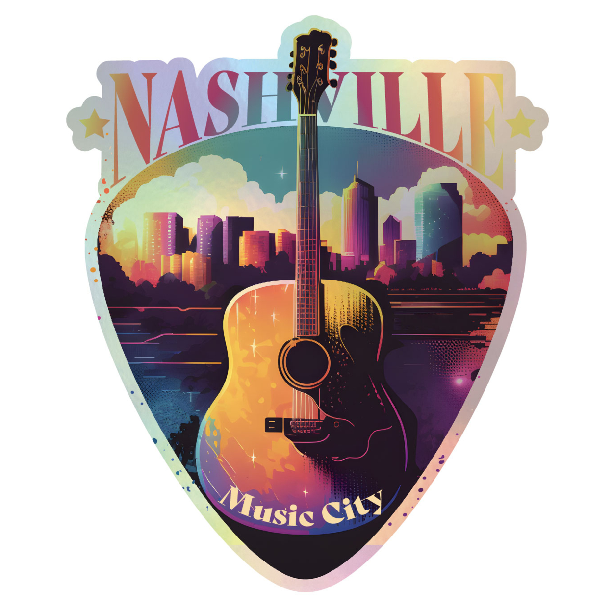 Nashville Tennessee Holographic Souvenir Vinyl Decal Sticker Design A - 12 Inch
