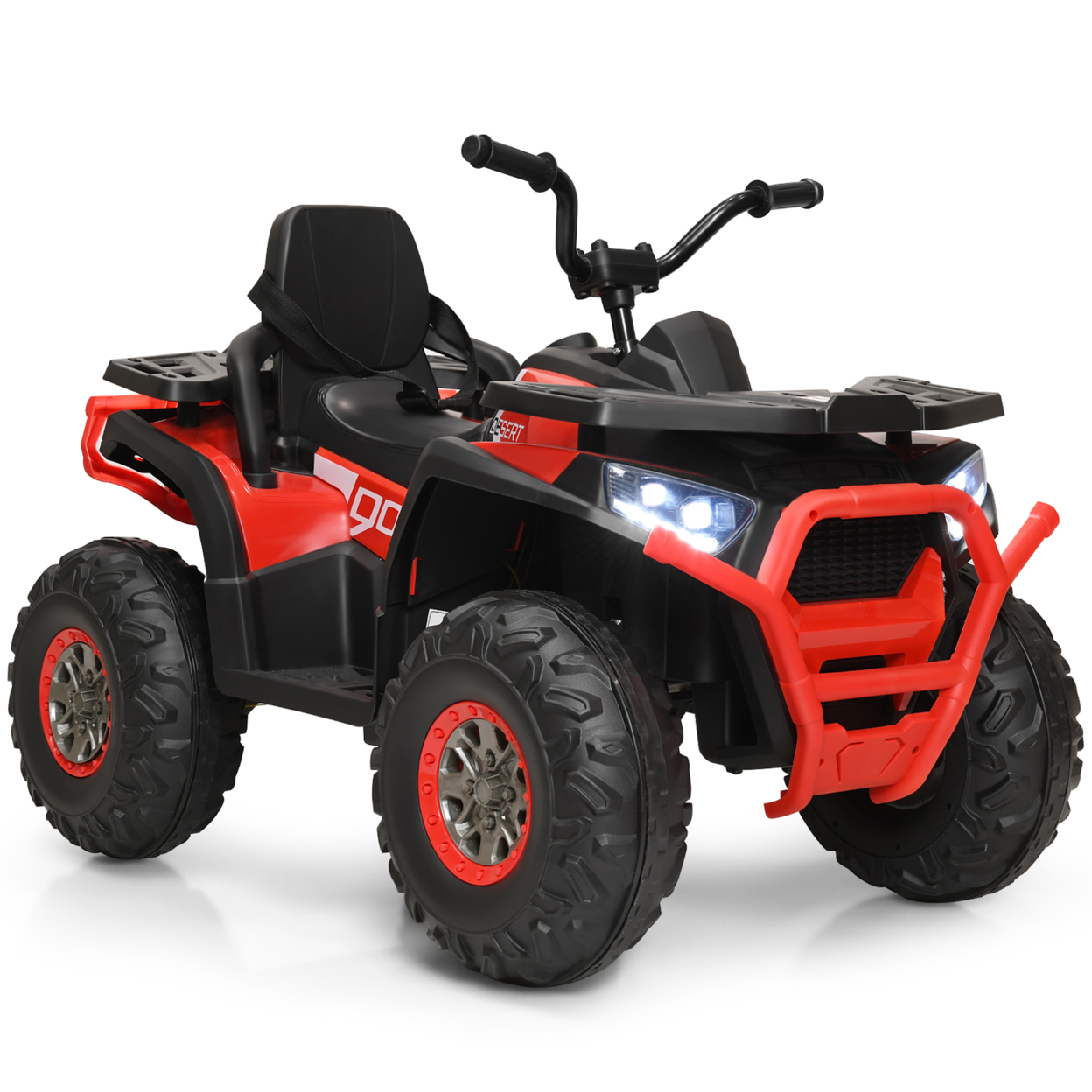 12V Electric Kids Ride On Car ATV 4-Wheeler Quad W/ LED Light Black/Red/White - Red