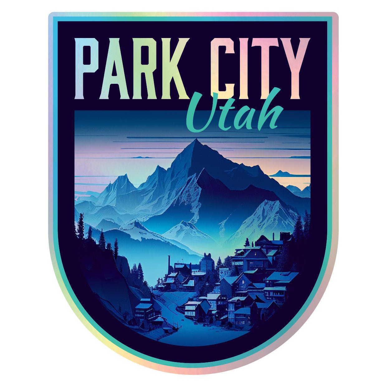 Park City Utah Holographic Souvenir Vinyl Decal Sticker Design A - 3 Inch