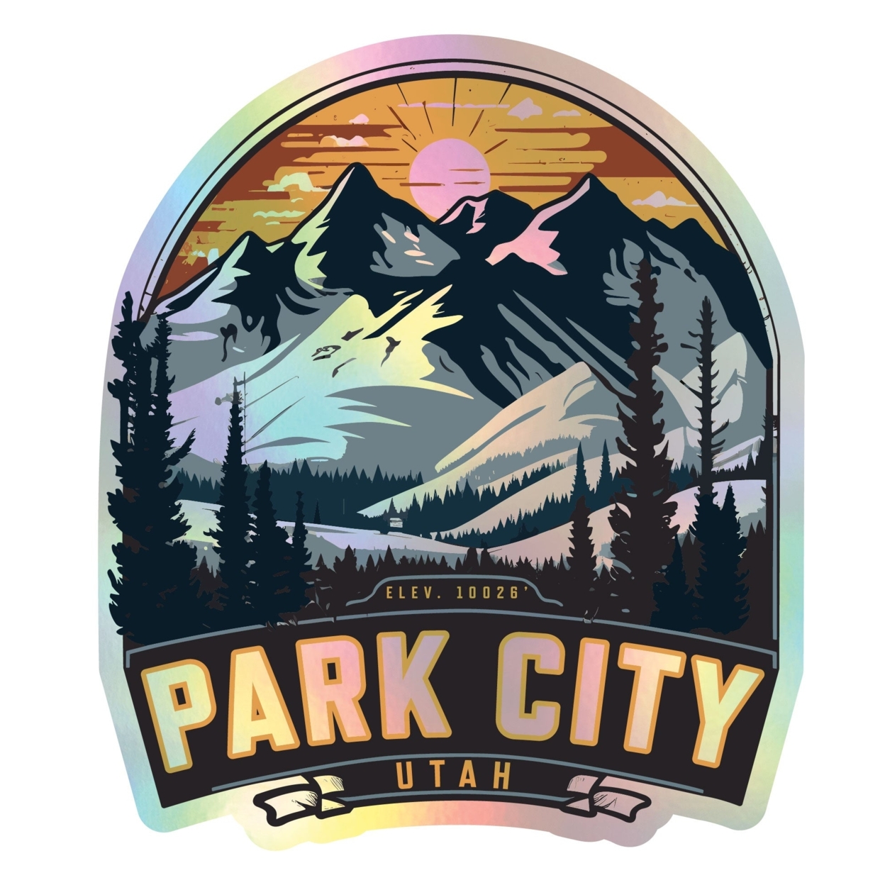 Park City Utah Holographic Souvenir Vinyl Decal Sticker Design B - 12 Inch