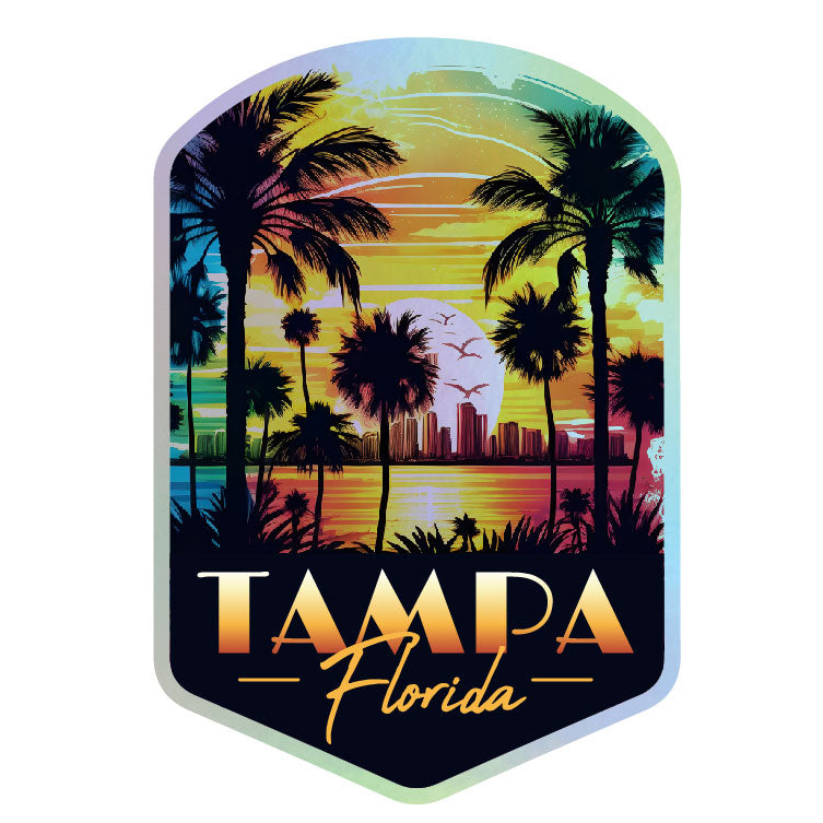 Tampa Florida Holographic Souvenir Vinyl Decal Sticker Design A - 14 Inch
