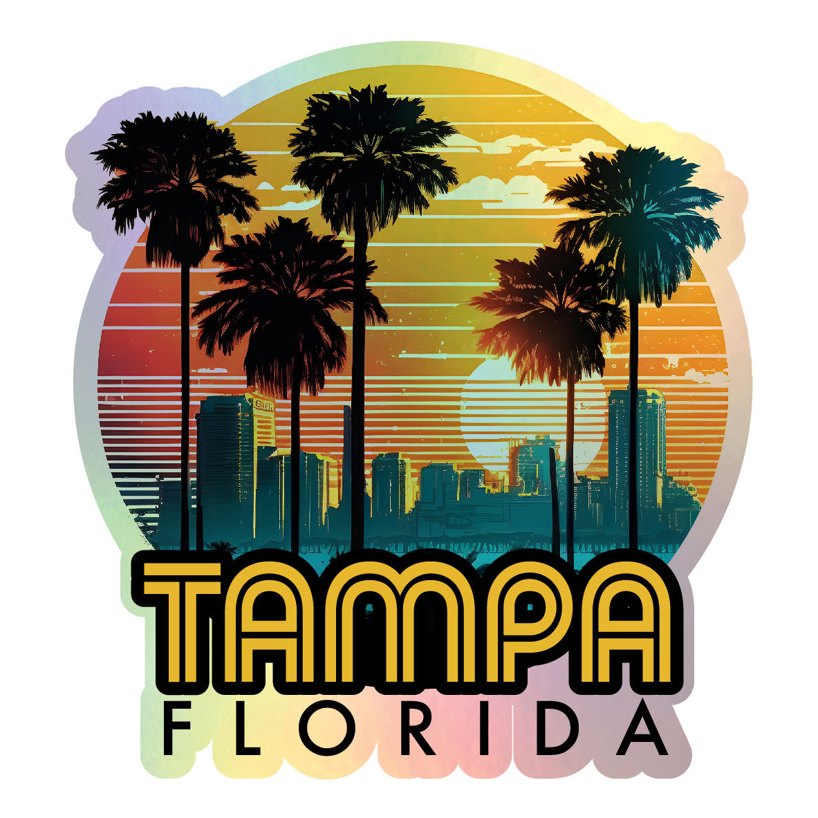 Tampa Florida Holographic Souvenir Vinyl Decal Sticker Design C - 3 Inch