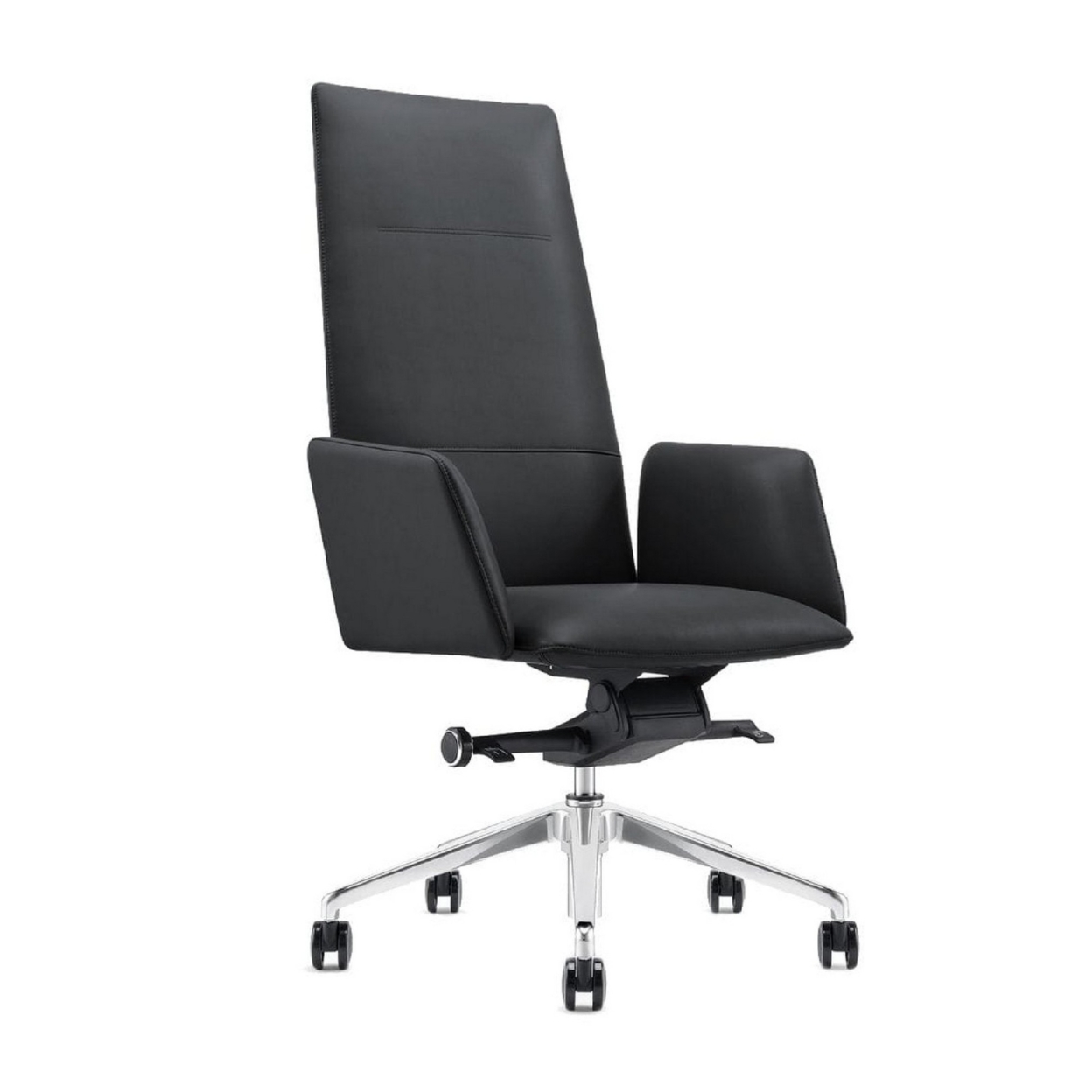 Cid 24 Inch Modern Office Chair, Knee Tilt, Sleek Tall Back, Black- Saltoro Sherpi