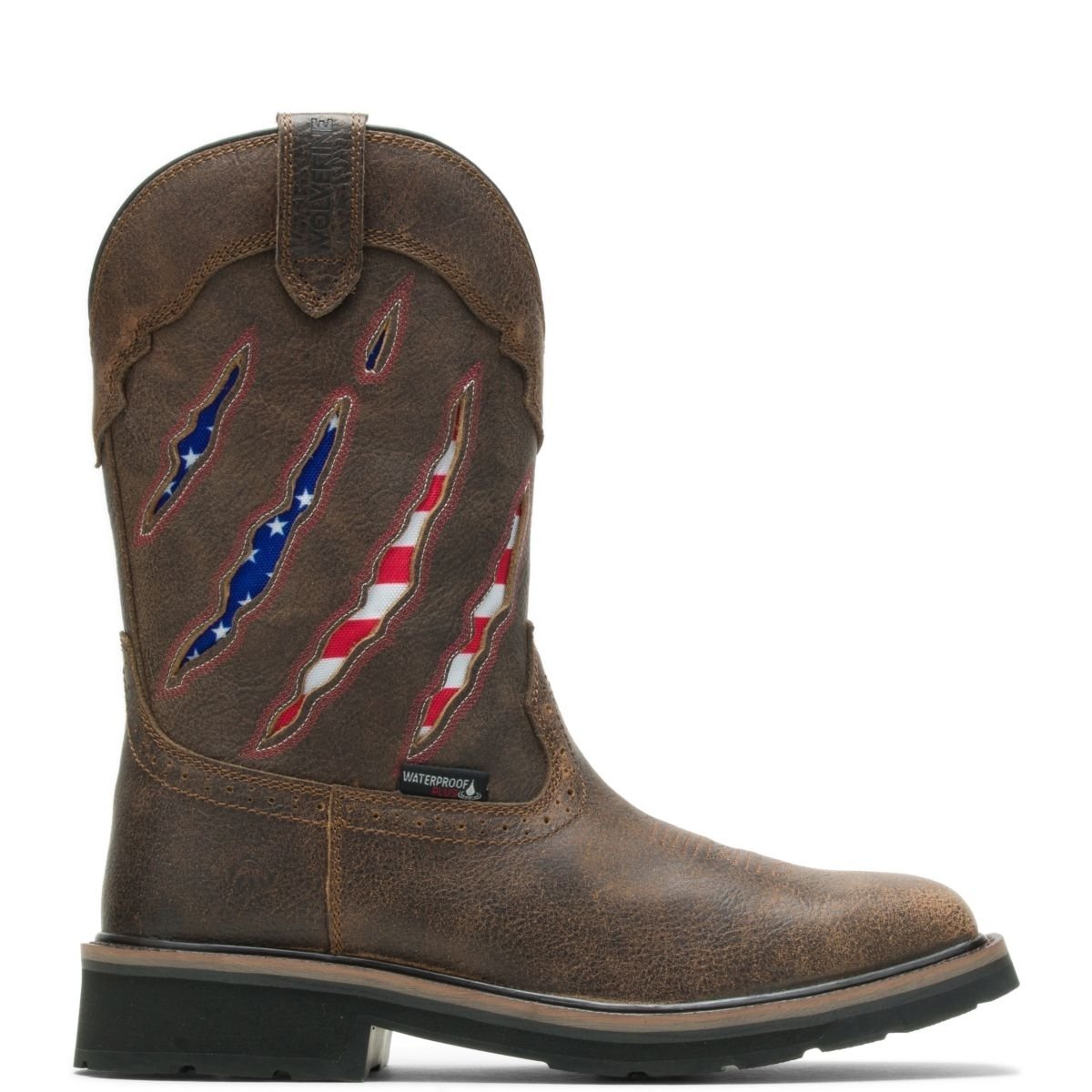 WOLVERINE Men's Rancher Claw Wellington Soft Toe Work Boot Brown/Flag - W200138 Flag/brown - Flag/brown, 12 X-Wide