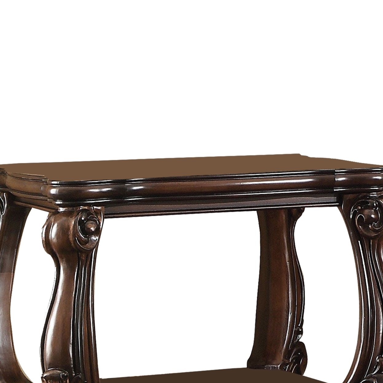 Wooden End Table With Bottom Shelf In Cherry Brown- Saltoro Sherpi