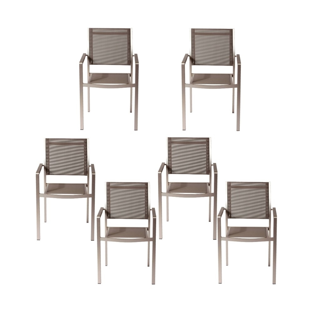 Aluminium Frame Dining Chair Set Of 6 Gray- Saltoro Sherpi