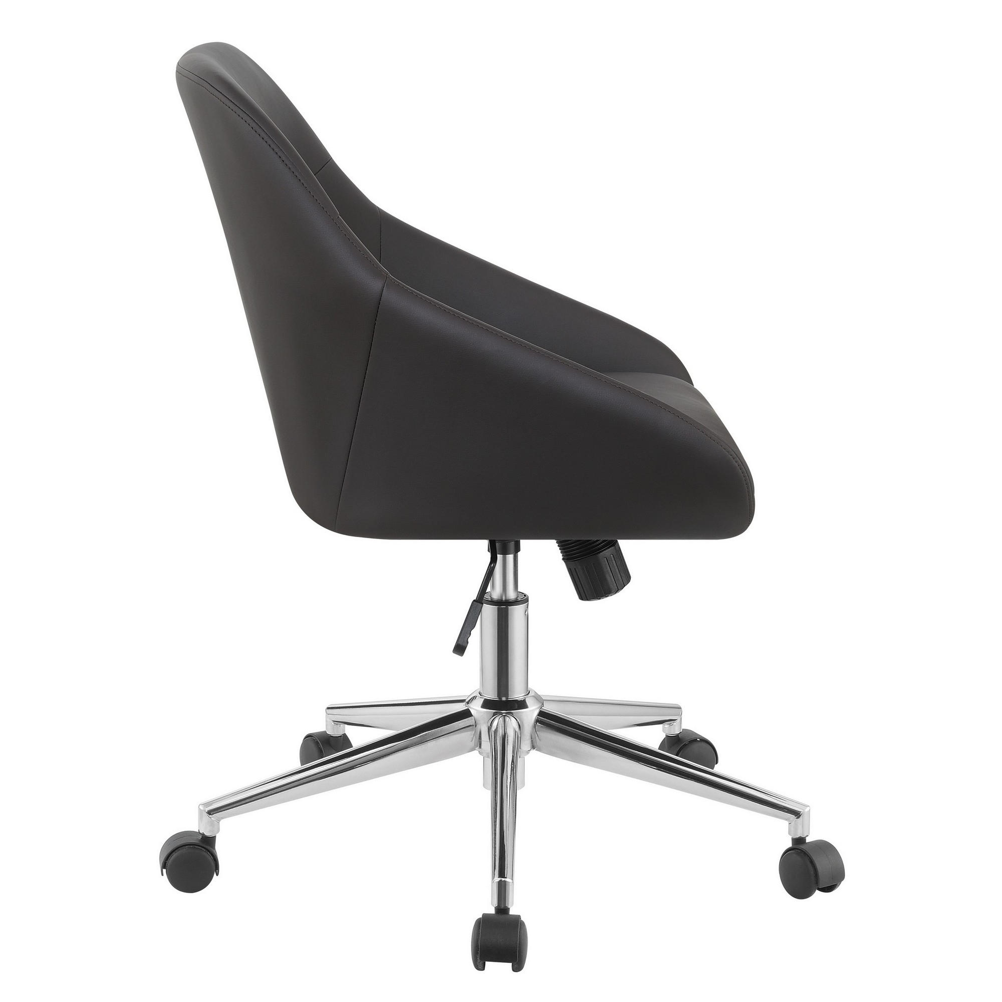 Gil 26 Inch Office Chair, Foam Filled Pintuck Seat, Black Vegan Leather- Saltoro Sherpi