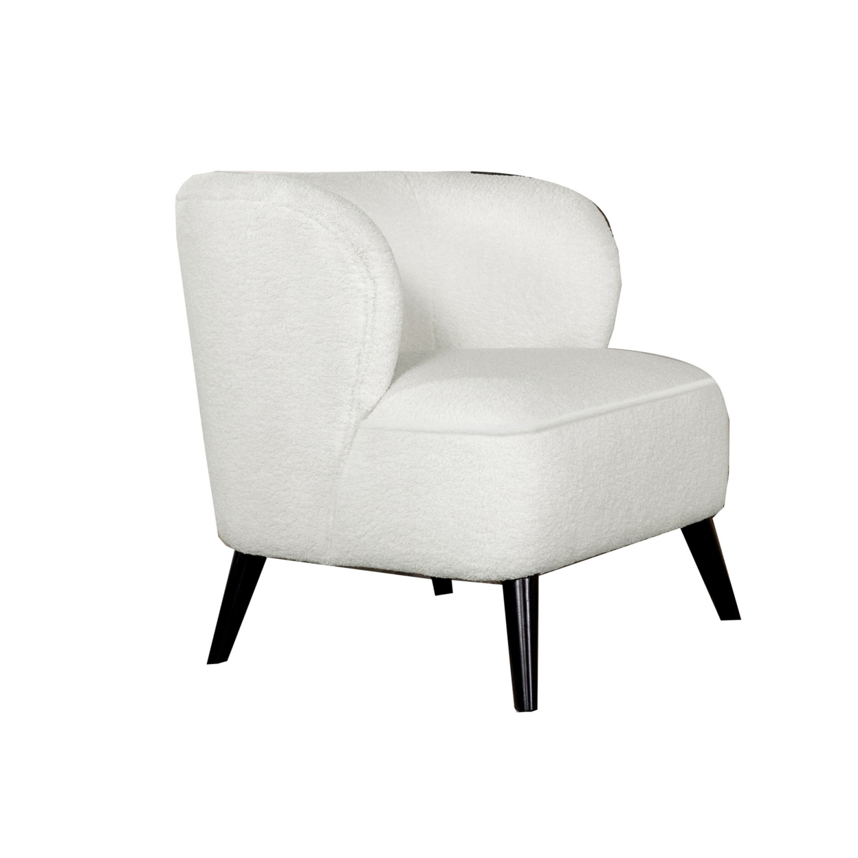31 Inch Modern Accent Chair With Barrel Seat, Wingback, Slender Legs, White