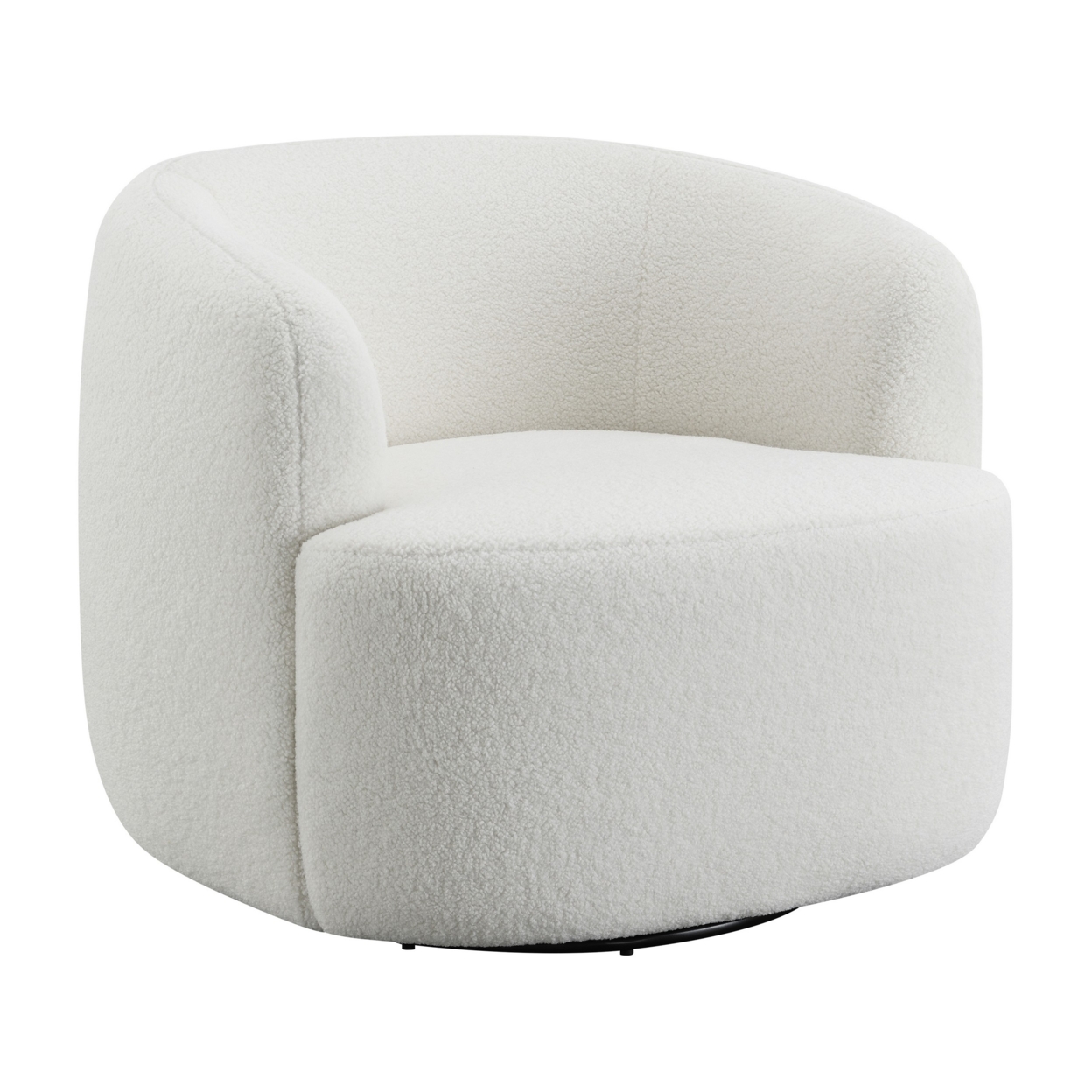 35 Inch Modern Swivel Accent Chair, Padded Seat, Round Barrel Back, White- Saltoro Sherpi