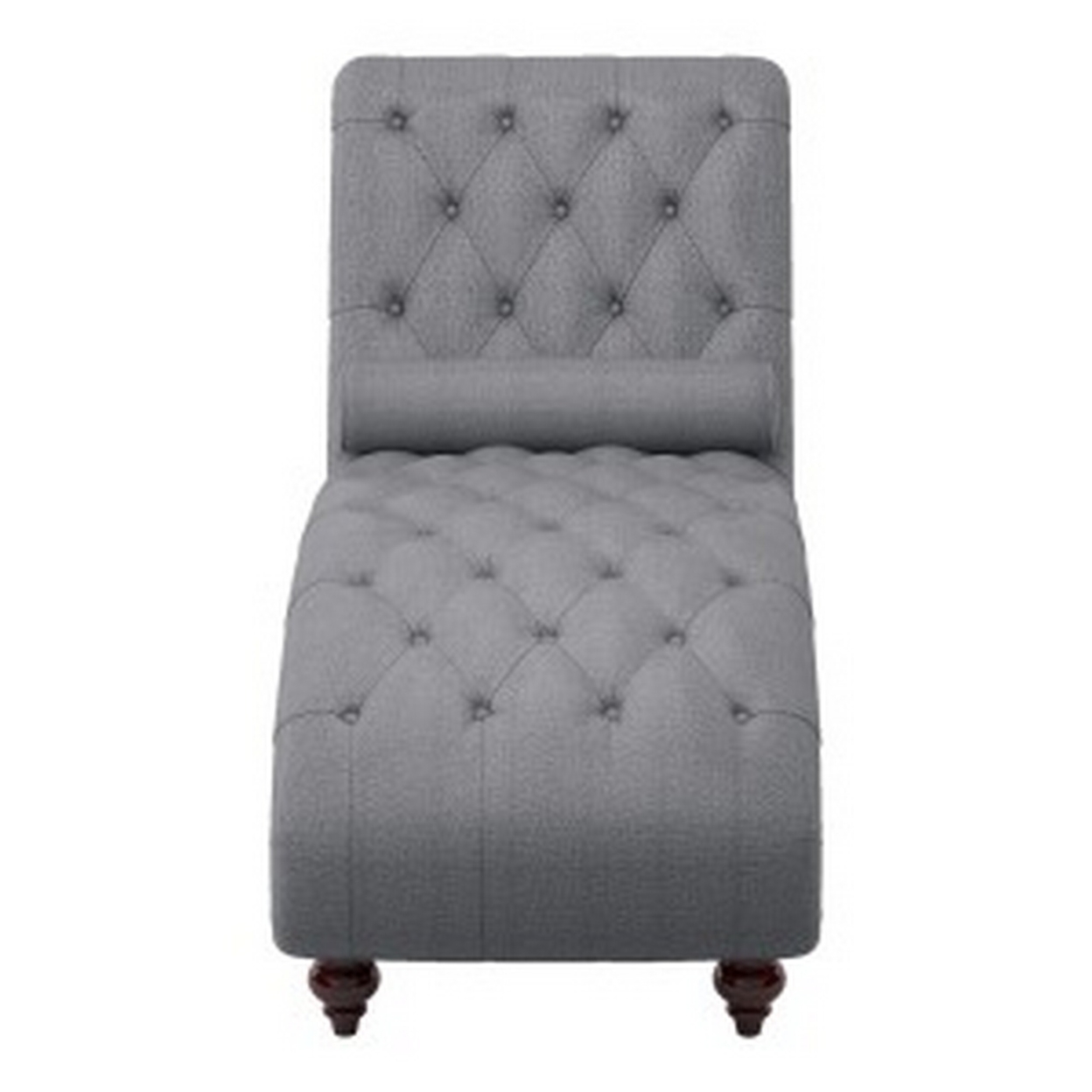 Amey 69 Inch Modern Chaise, Foam Padded, Button Tufted, Nailhead Trim Gray- Saltoro Sherpi