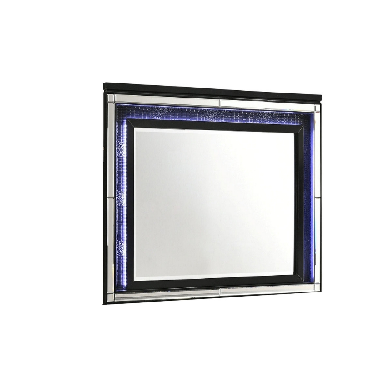Kya 38 X 50 Vanity Dresser Mirror With Built In LED Lighting, Glam Black- Saltoro Sherpi