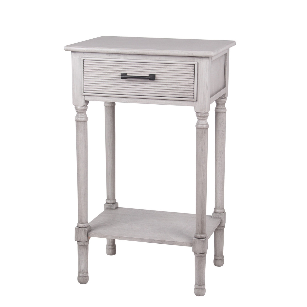 30 Inch Classic Accent End Table With Drawer And Shelf, Metal Handle, White- Saltoro Sherpi