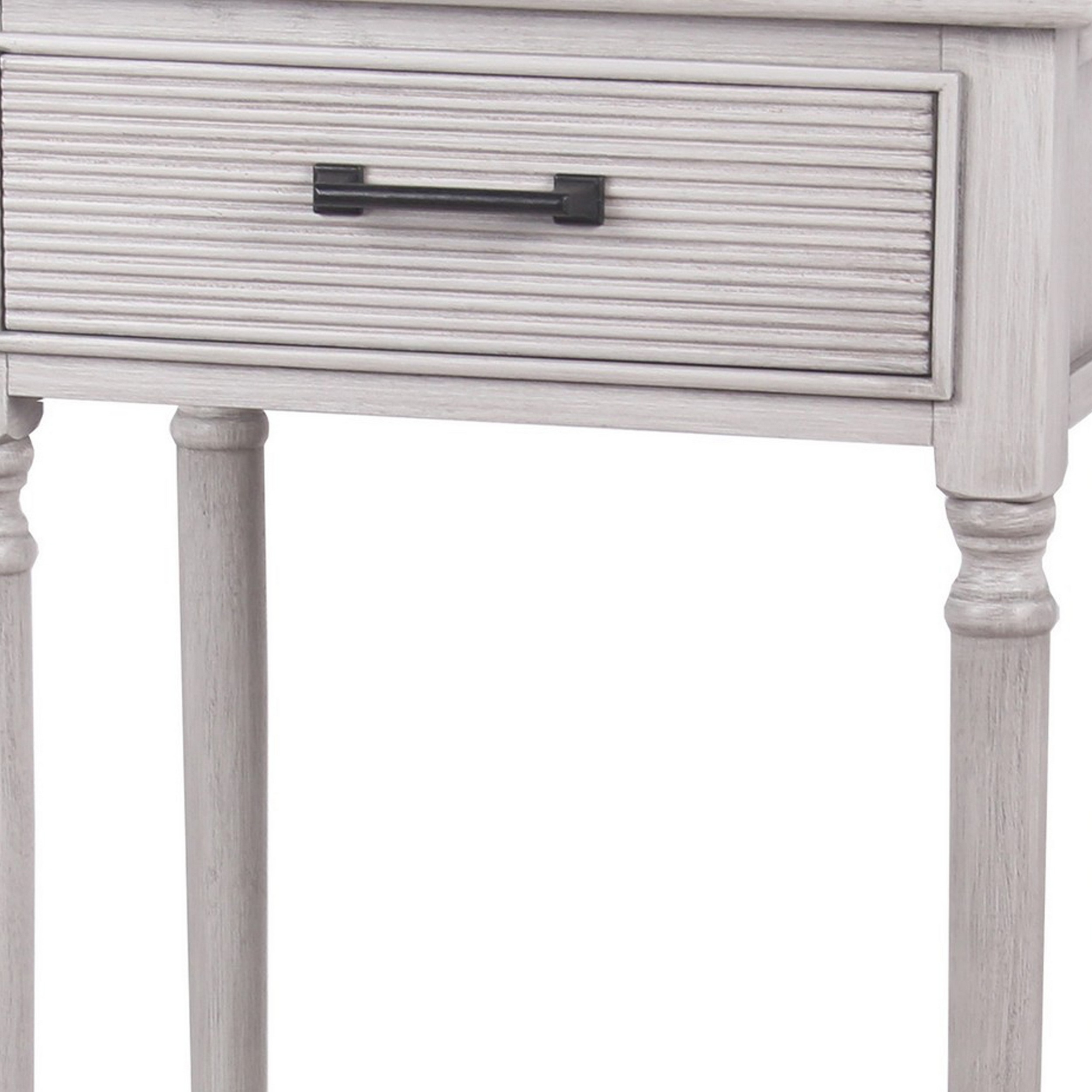 30 Inch Classic Accent End Table With Drawer And Shelf, Metal Handle, White- Saltoro Sherpi