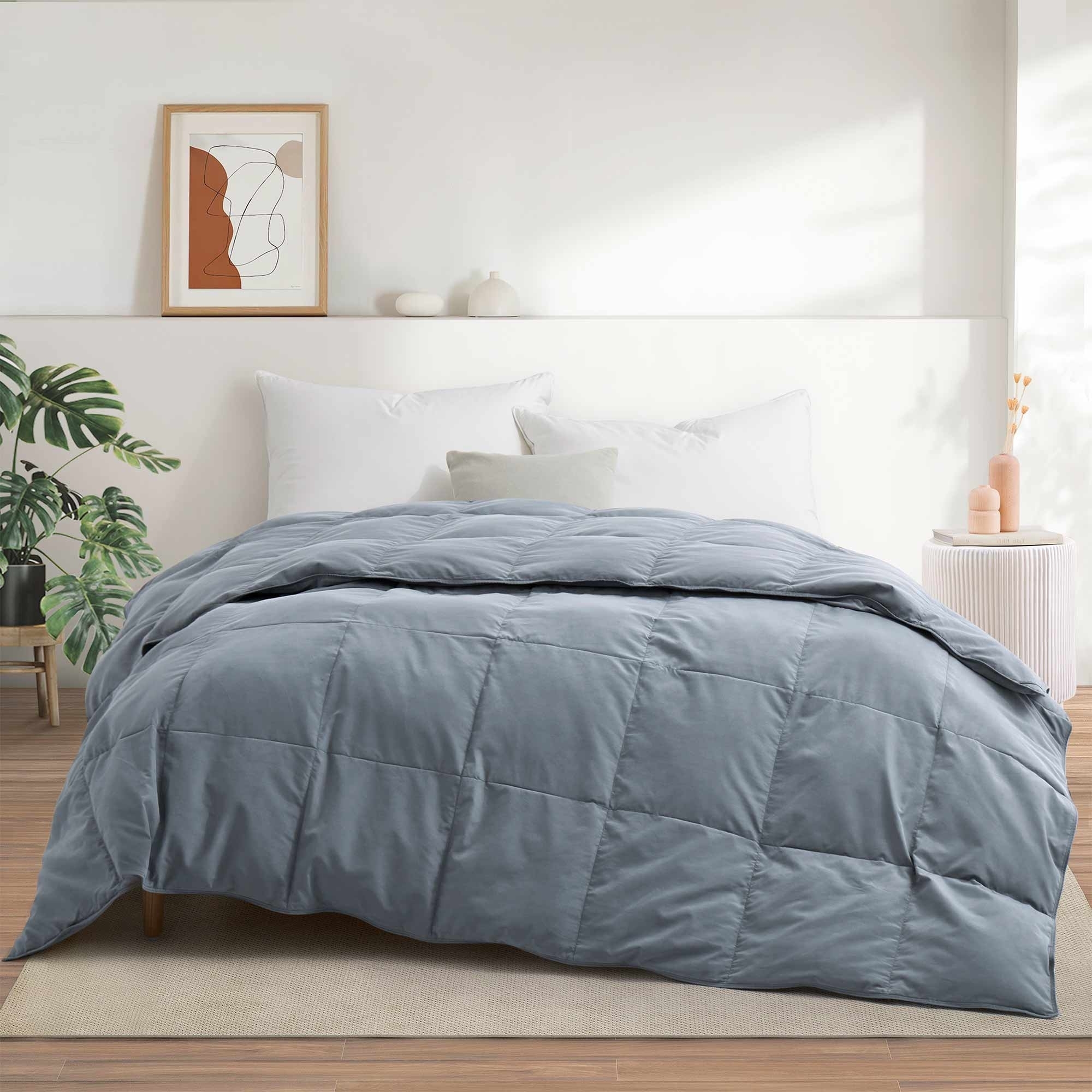 Lightweight Goose Feather And Down Comforter- Hotel Collection For Hot Sleepers - Steel Gray, Full