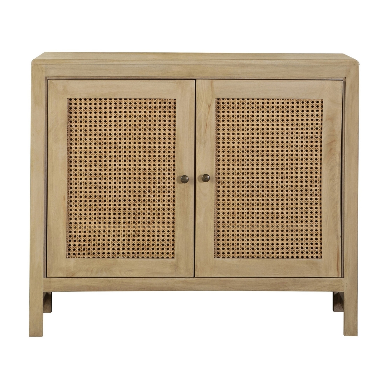 Enk 38 Inch 2 Door Accent Sideboard Console Cabinet, Natural Cane Brown- Saltoro Sherpi