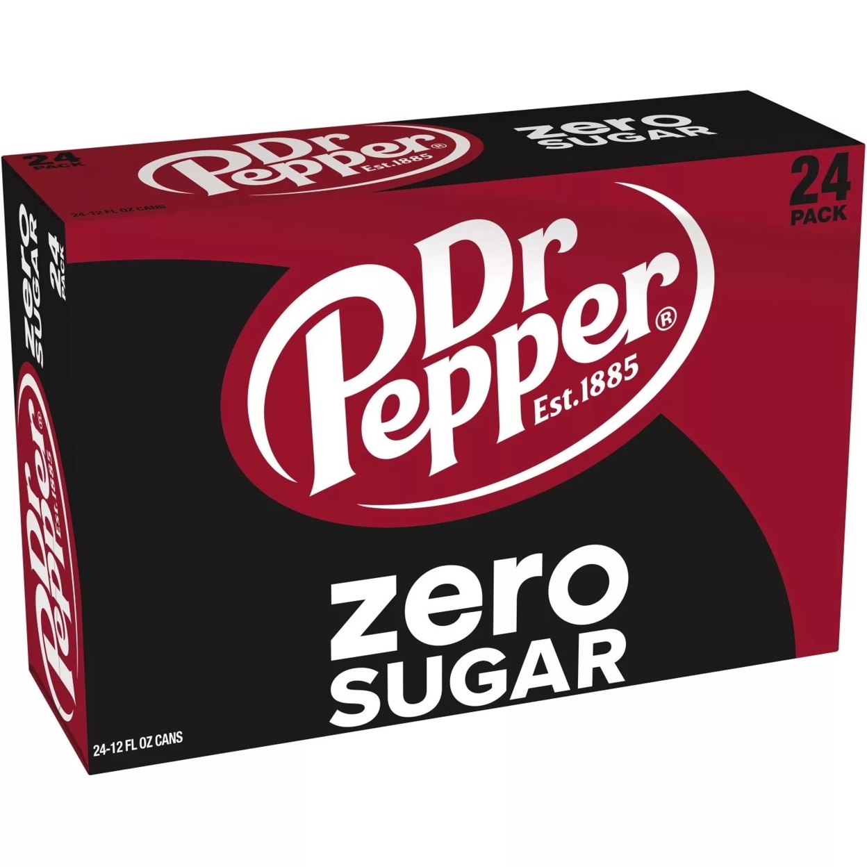 Dr. Pepper Zero Sugar Soda, 12 Fluid Ounce (Pack Of 24)