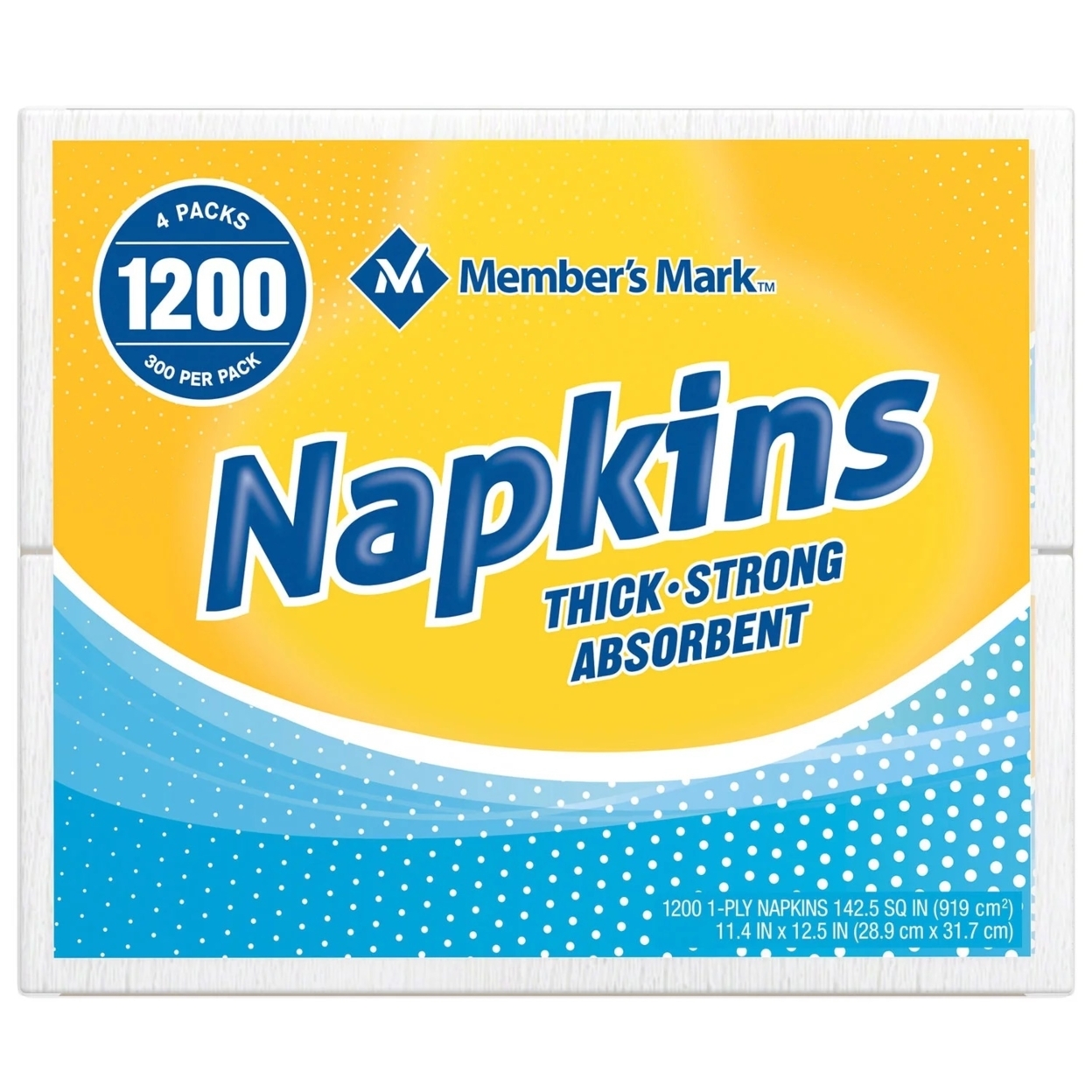 Member's Mark 1-Ply Everyday Napkins, 11.4 X 12.5 (1,200 Count)