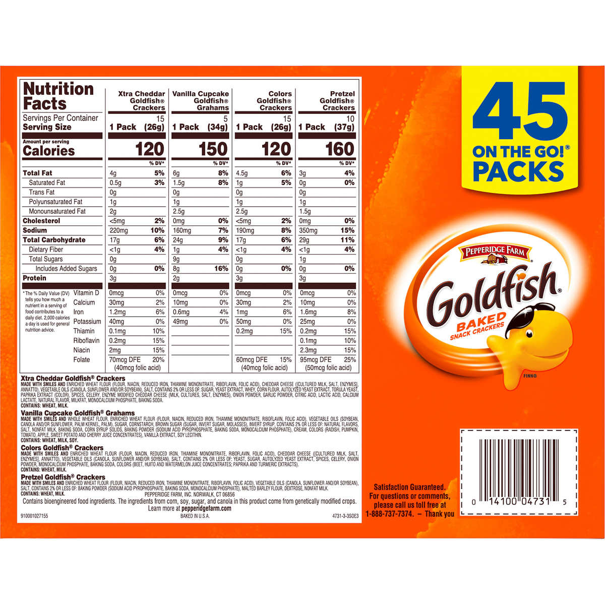 Pepperidge Farm Goldfish Snacks, Variety Pack (45 Count)