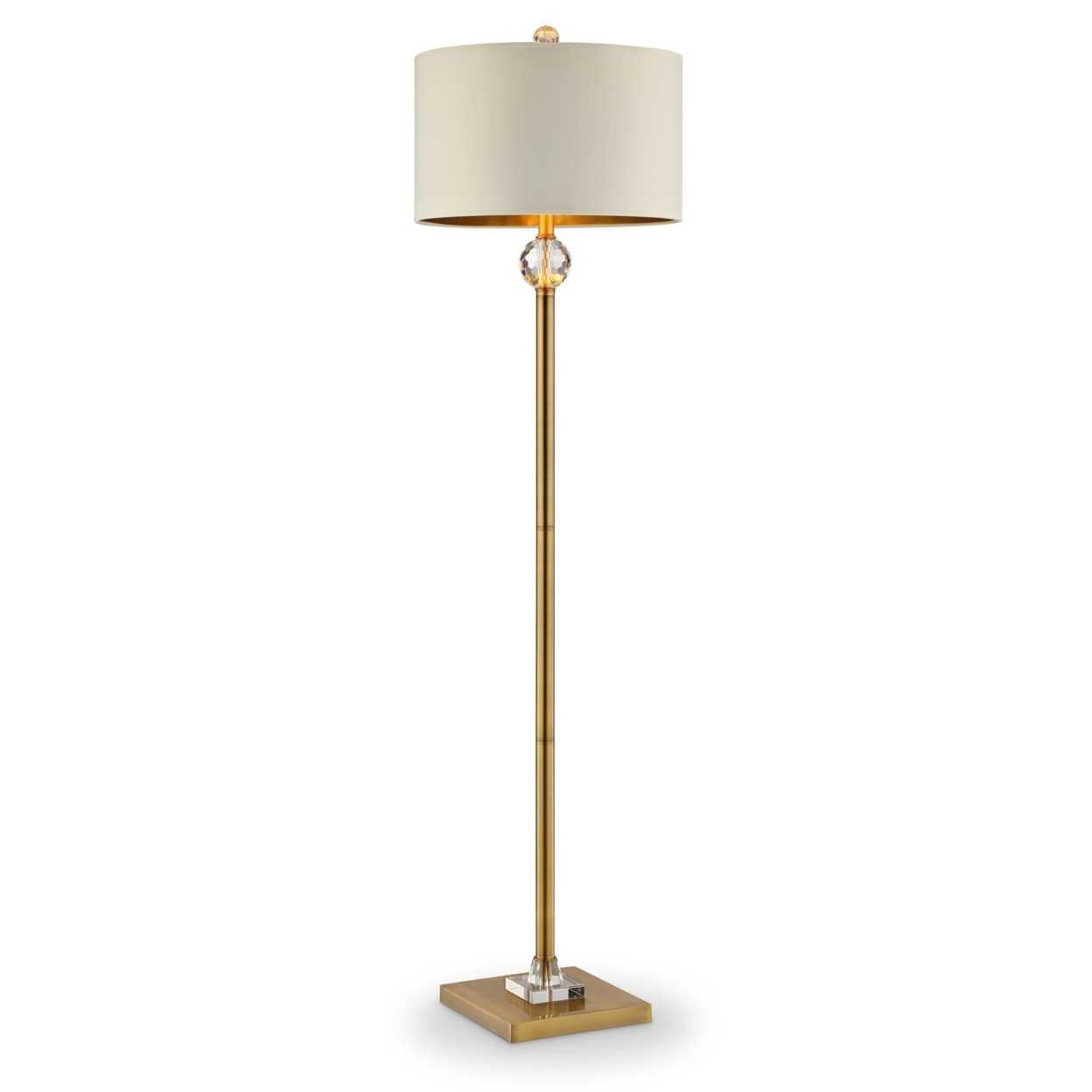 Floor Lamp With Crystal Orb And Metal Stalk Support, Gold- Saltoro Sherpi